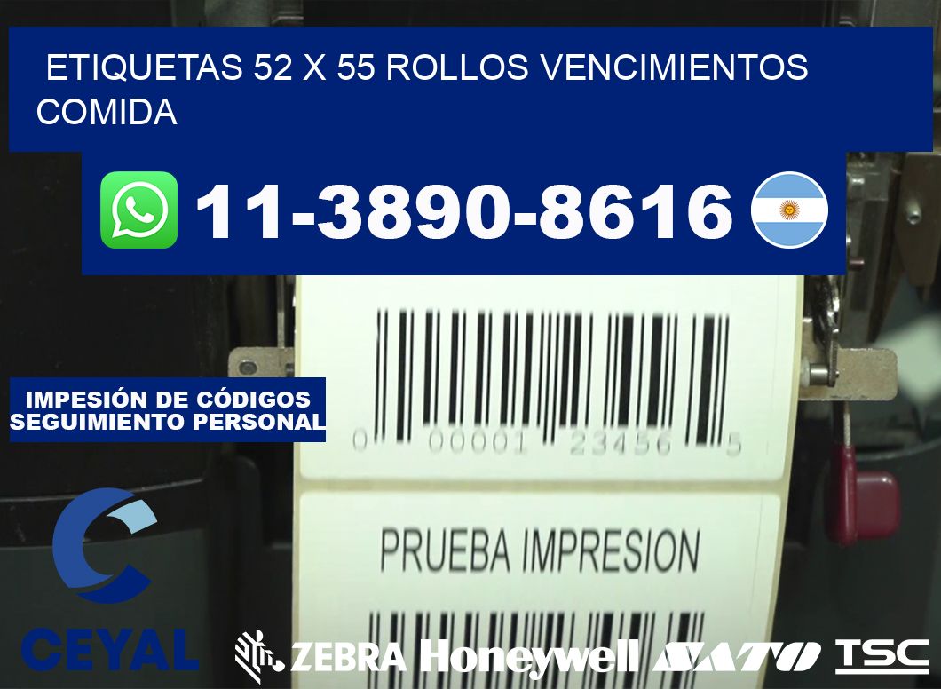 etiquetas 52 x 55 rollos vencimientos comida