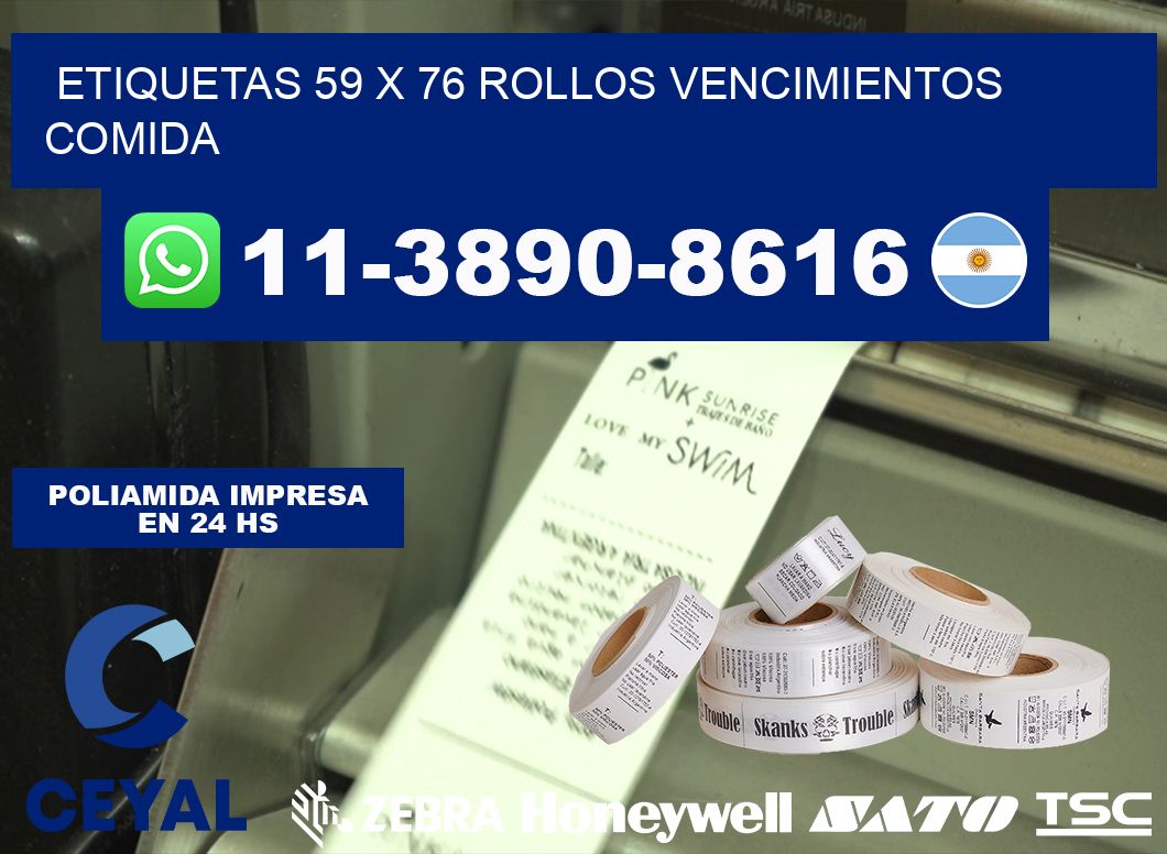 etiquetas 59 x 76 rollos vencimientos comida