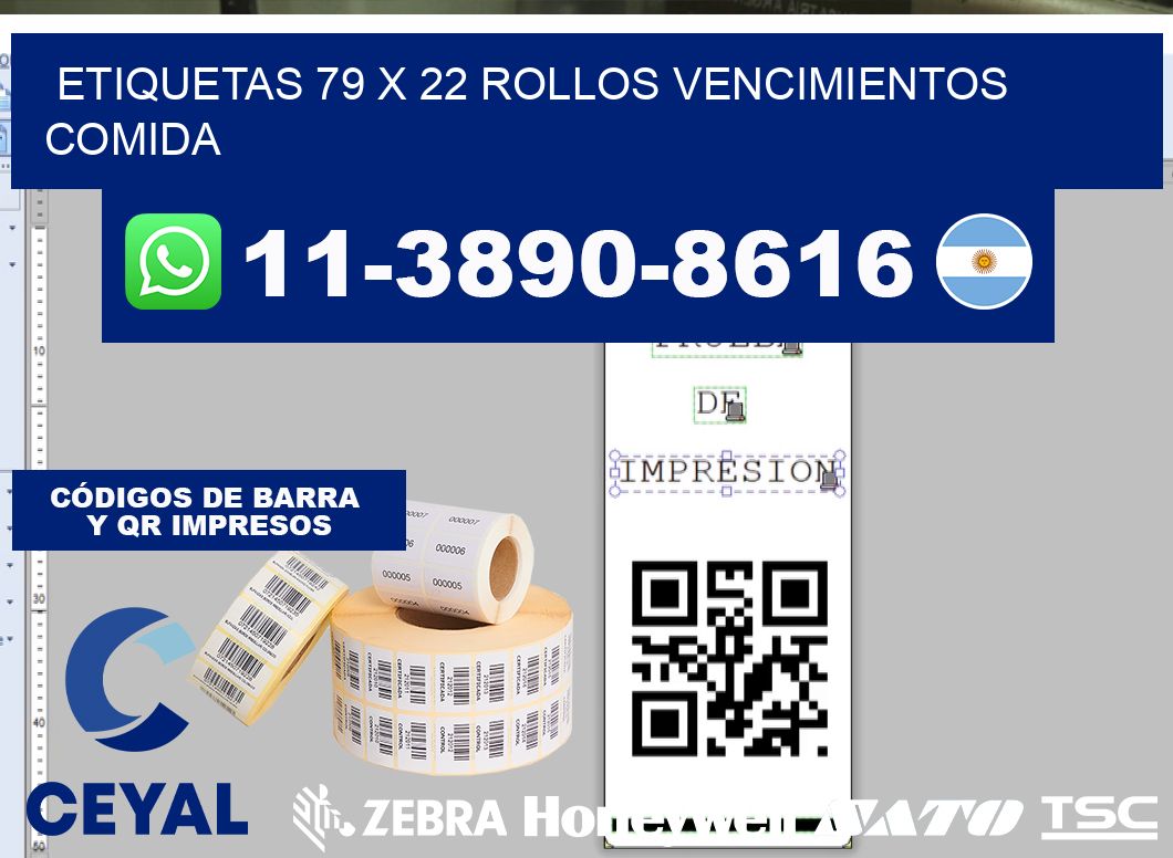etiquetas 79 x 22 rollos vencimientos comida