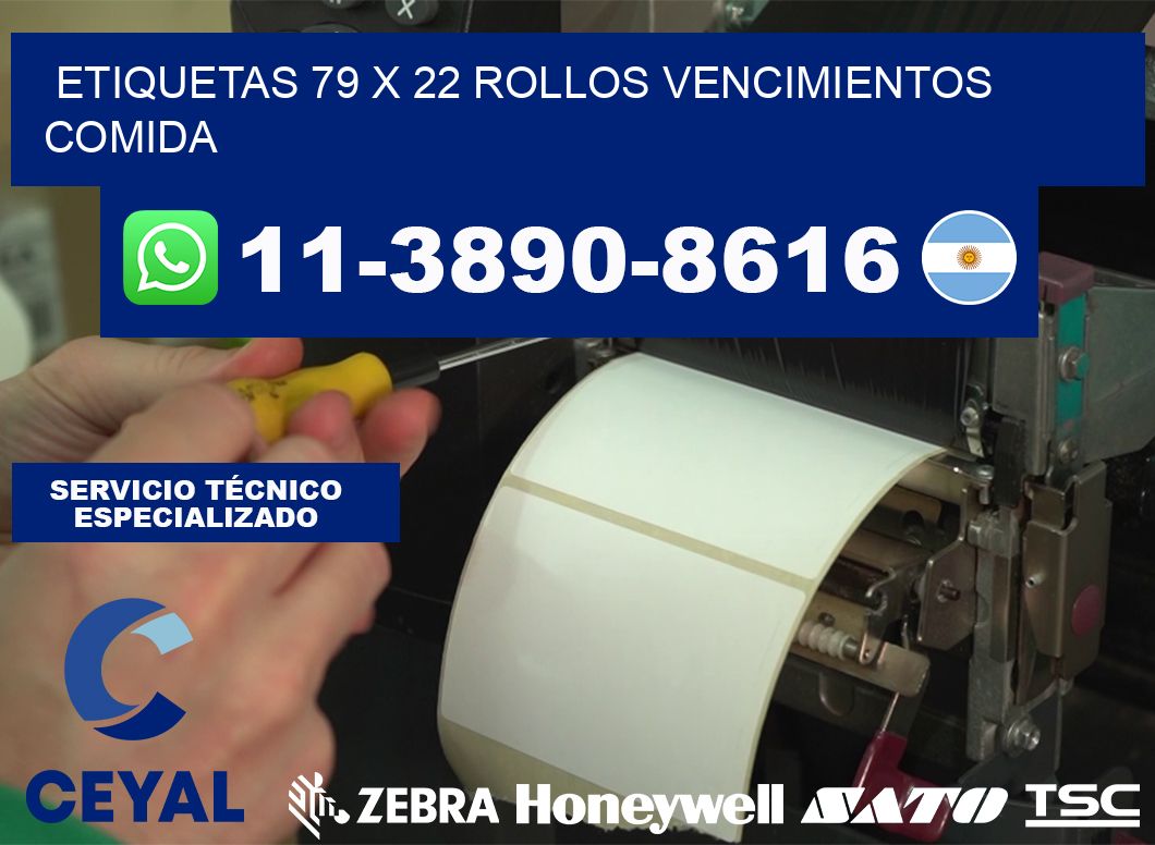 etiquetas 79 x 22 rollos vencimientos comida