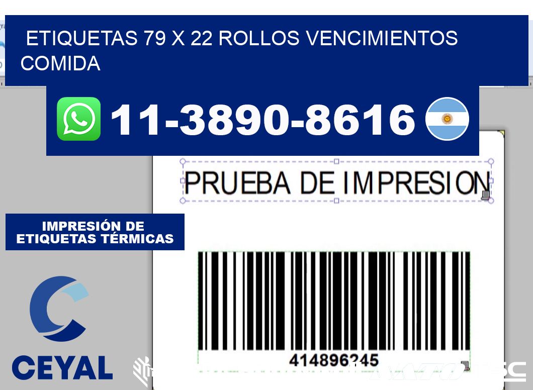 etiquetas 79 x 22 rollos vencimientos comida