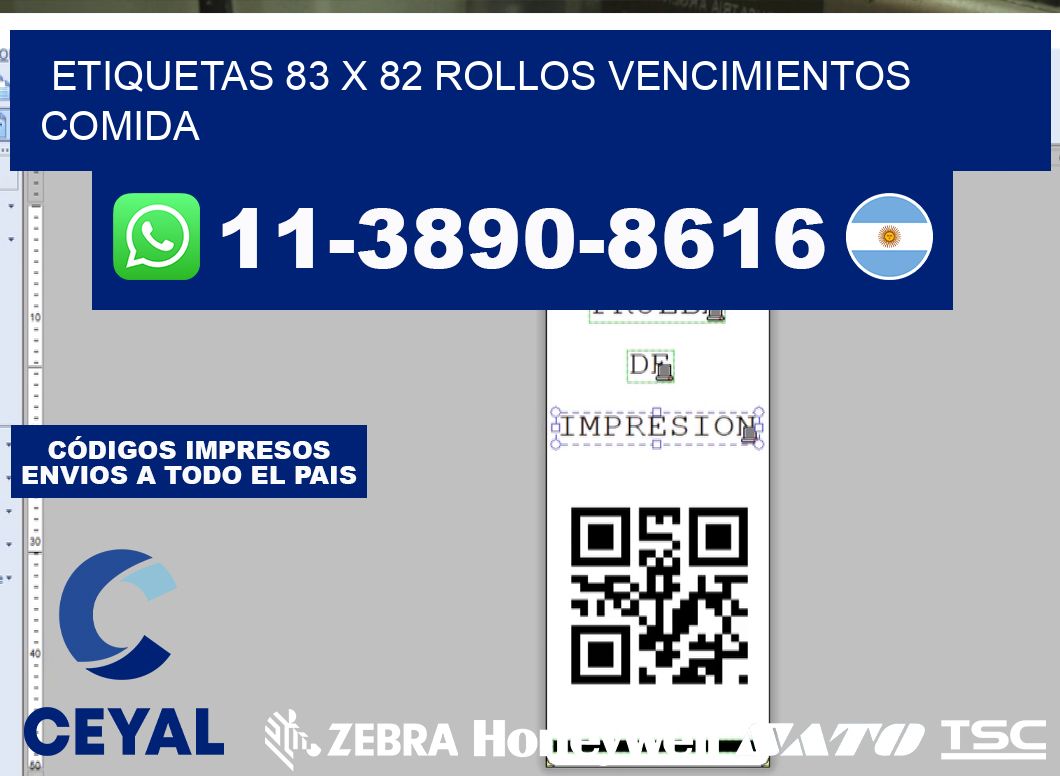 etiquetas 83 x 82 rollos vencimientos comida
