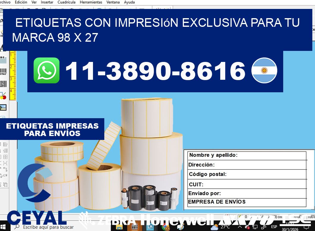 etiquetas con impresión exclusiva para tu marca 98 x 27
