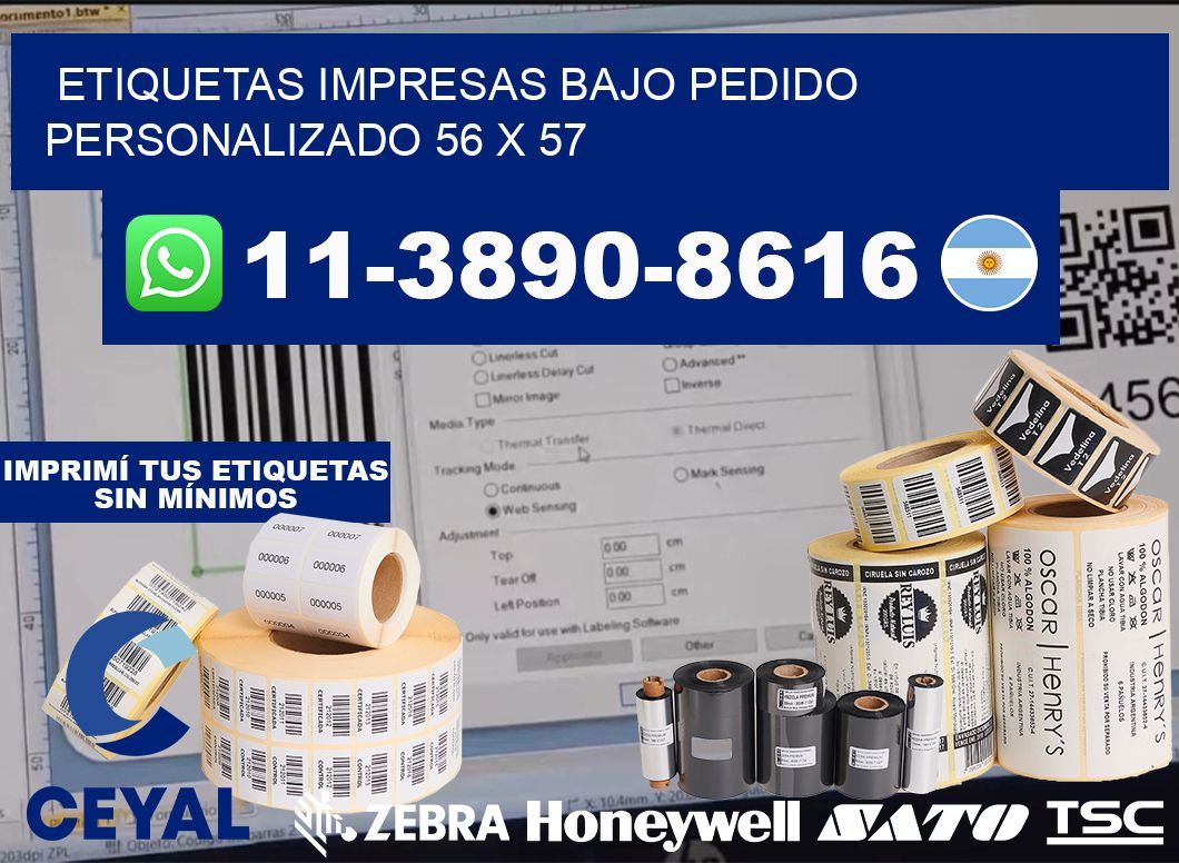 etiquetas impresas bajo pedido personalizado 56 x 57