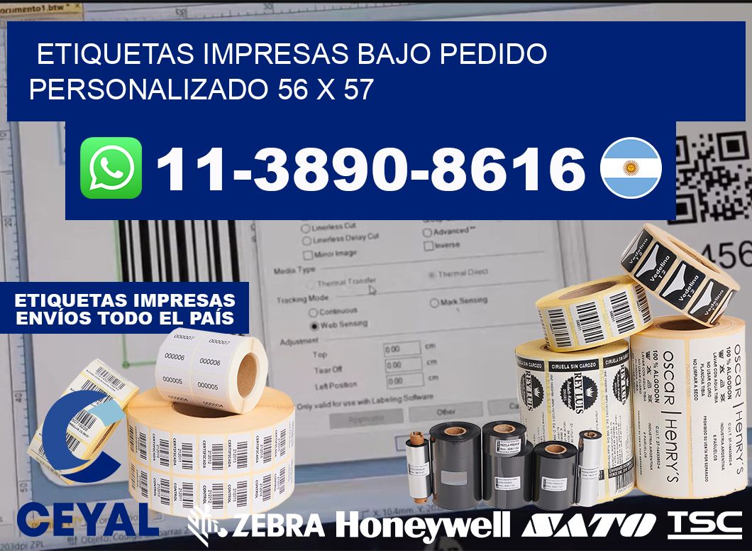 etiquetas impresas bajo pedido personalizado 56 x 57
