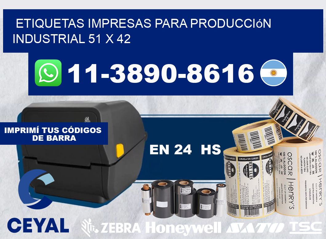 etiquetas impresas para producción industrial 51 x 42