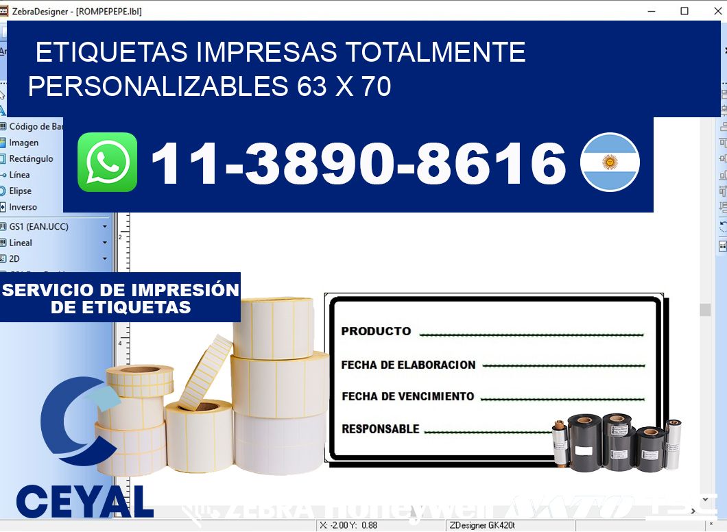 etiquetas impresas totalmente personalizables 63 x 70