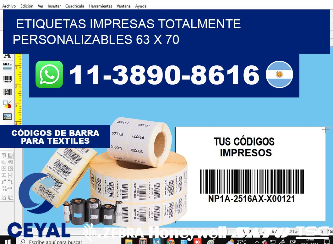 etiquetas impresas totalmente personalizables 63 x 70
