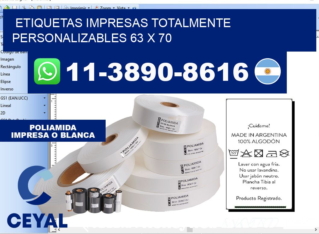 etiquetas impresas totalmente personalizables 63 x 70