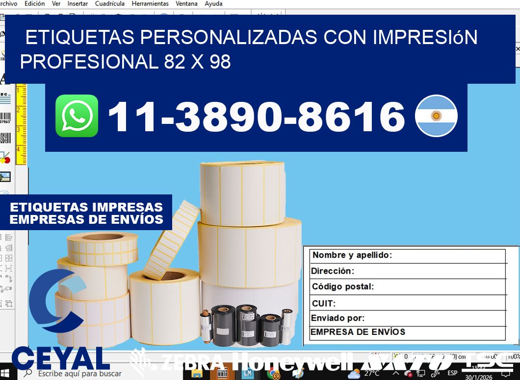 etiquetas personalizadas con impresión profesional 82 x 98