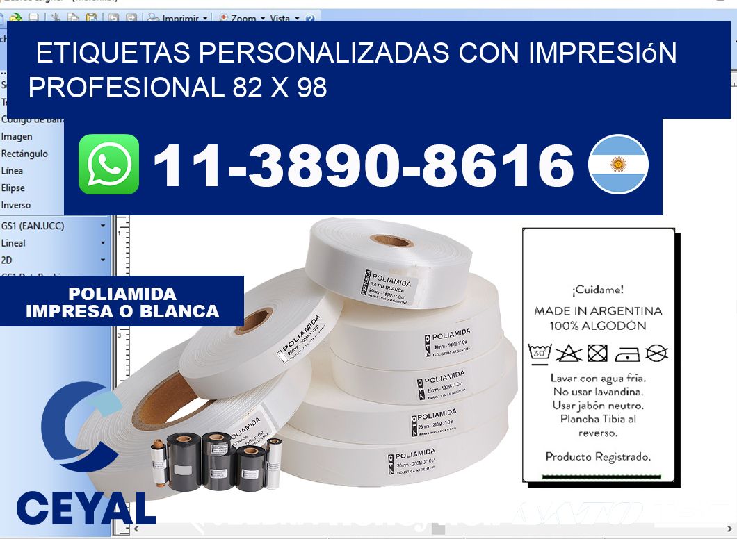 etiquetas personalizadas con impresión profesional 82 x 98
