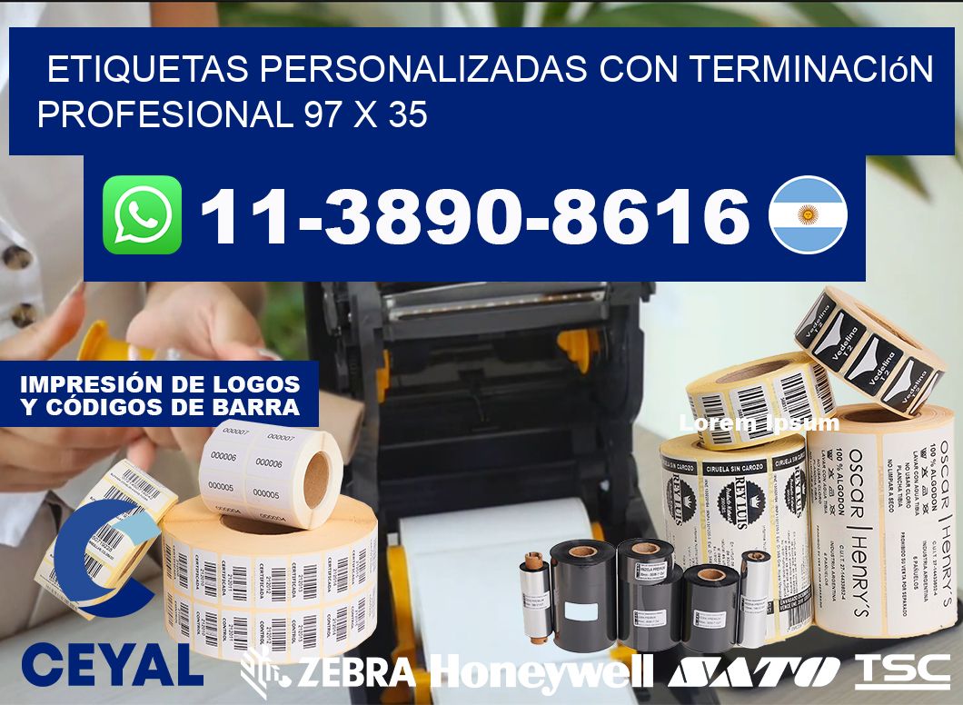 etiquetas personalizadas con terminación profesional 97 x 35