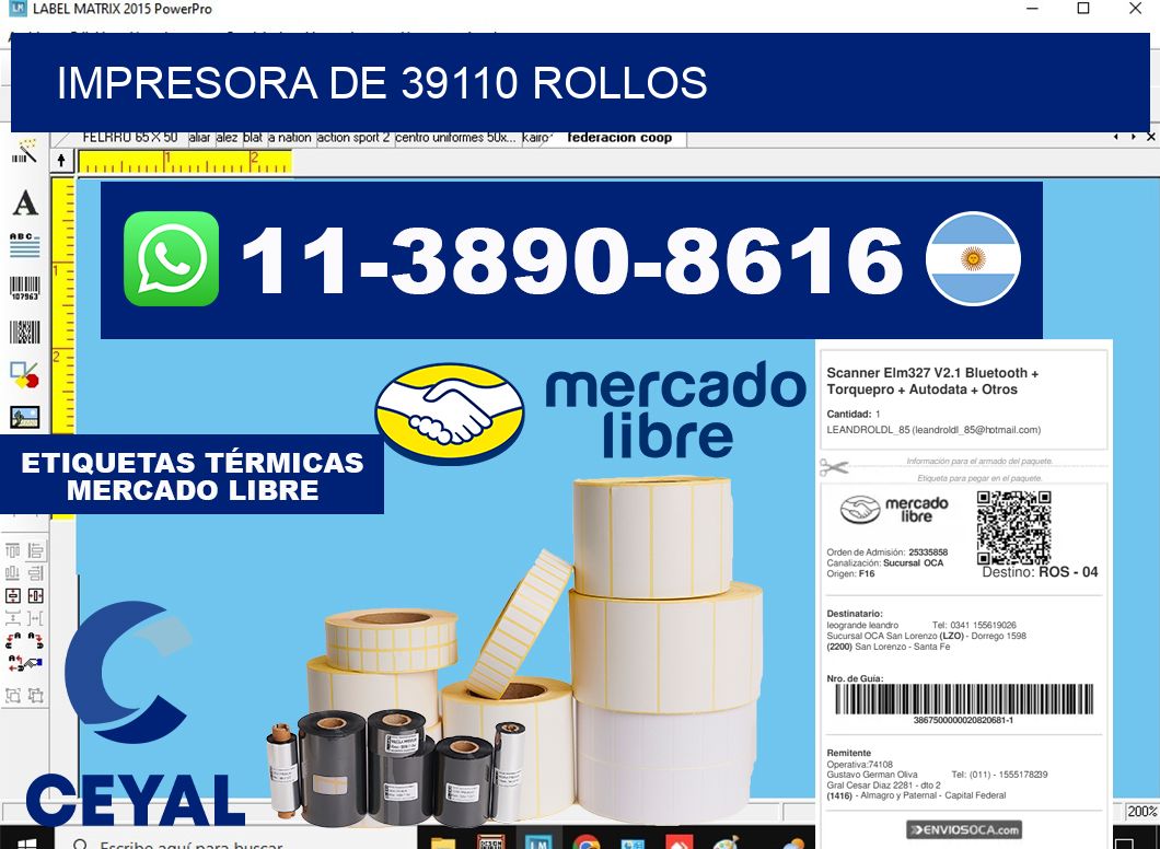 impresora de 39110 rollos