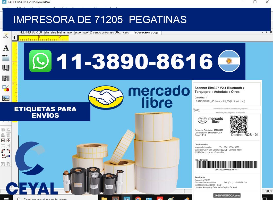 impresora de 71205  pegatinas