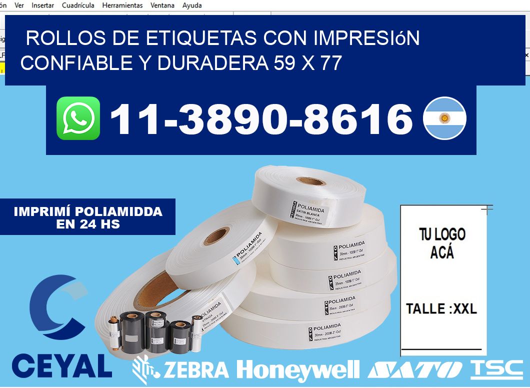 rollos de etiquetas con impresión confiable y duradera 59 x 77