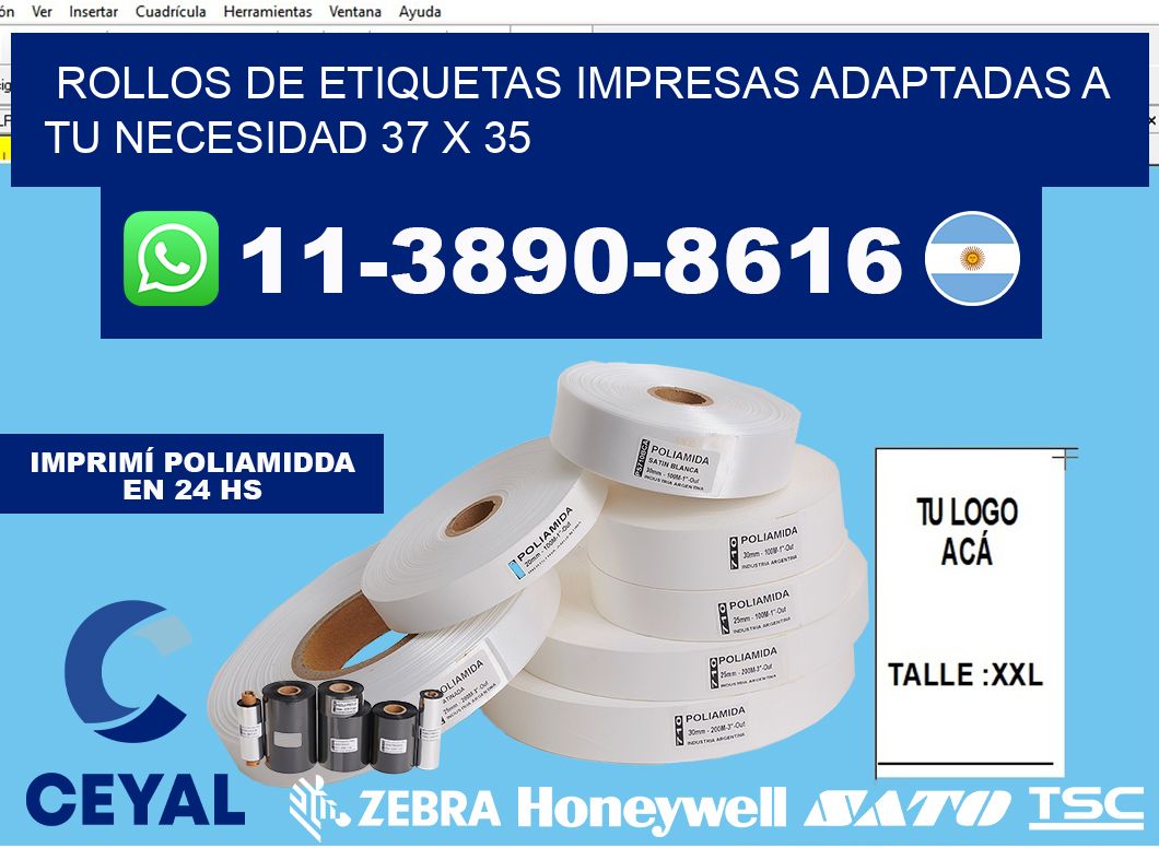 rollos de etiquetas impresas adaptadas a tu necesidad 37 x 35
