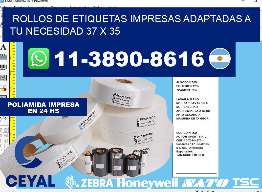 rollos de etiquetas impresas adaptadas a tu necesidad 37 x 35
