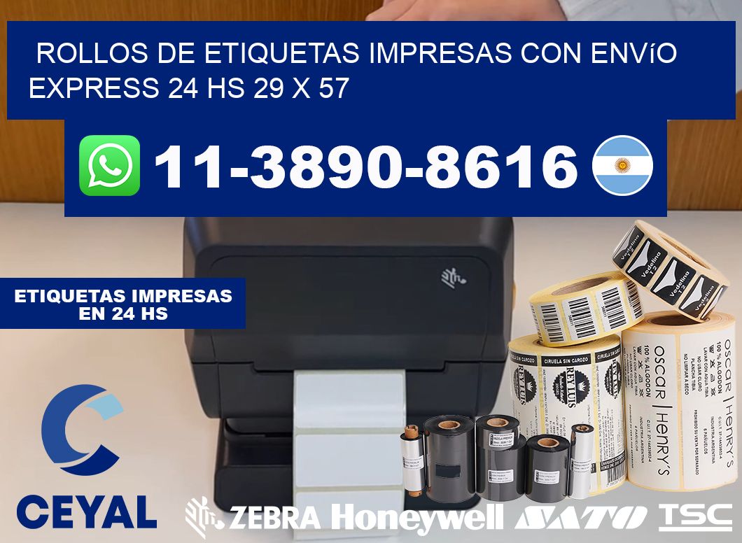 rollos de etiquetas impresas con envío express 24 hs 29 x 57