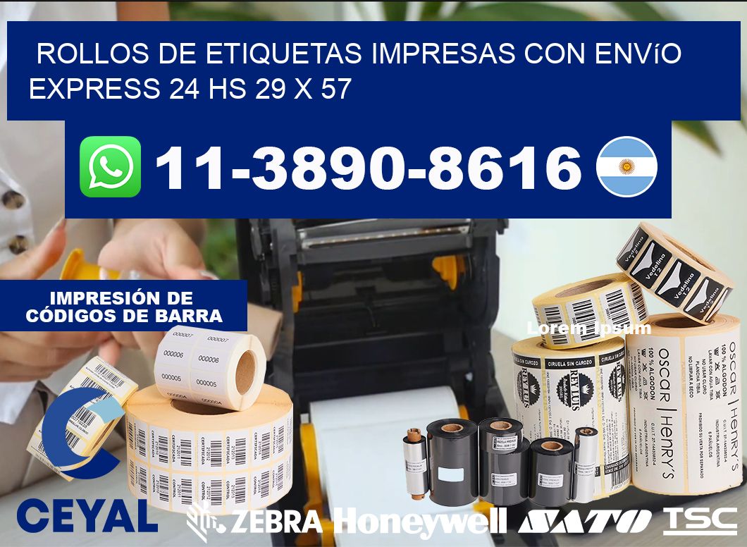 rollos de etiquetas impresas con envío express 24 hs 29 x 57