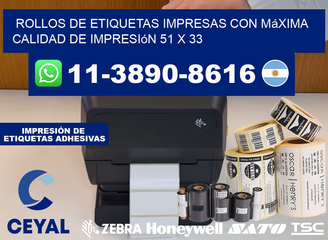 rollos de etiquetas impresas con máxima calidad de impresión 51 x 33
