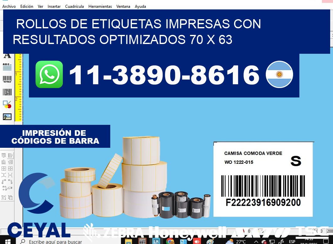 rollos de etiquetas impresas con resultados optimizados 70 x 63