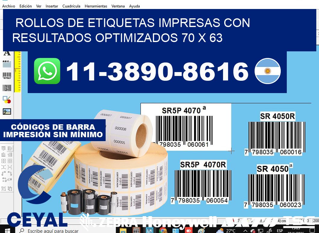 rollos de etiquetas impresas con resultados optimizados 70 x 63