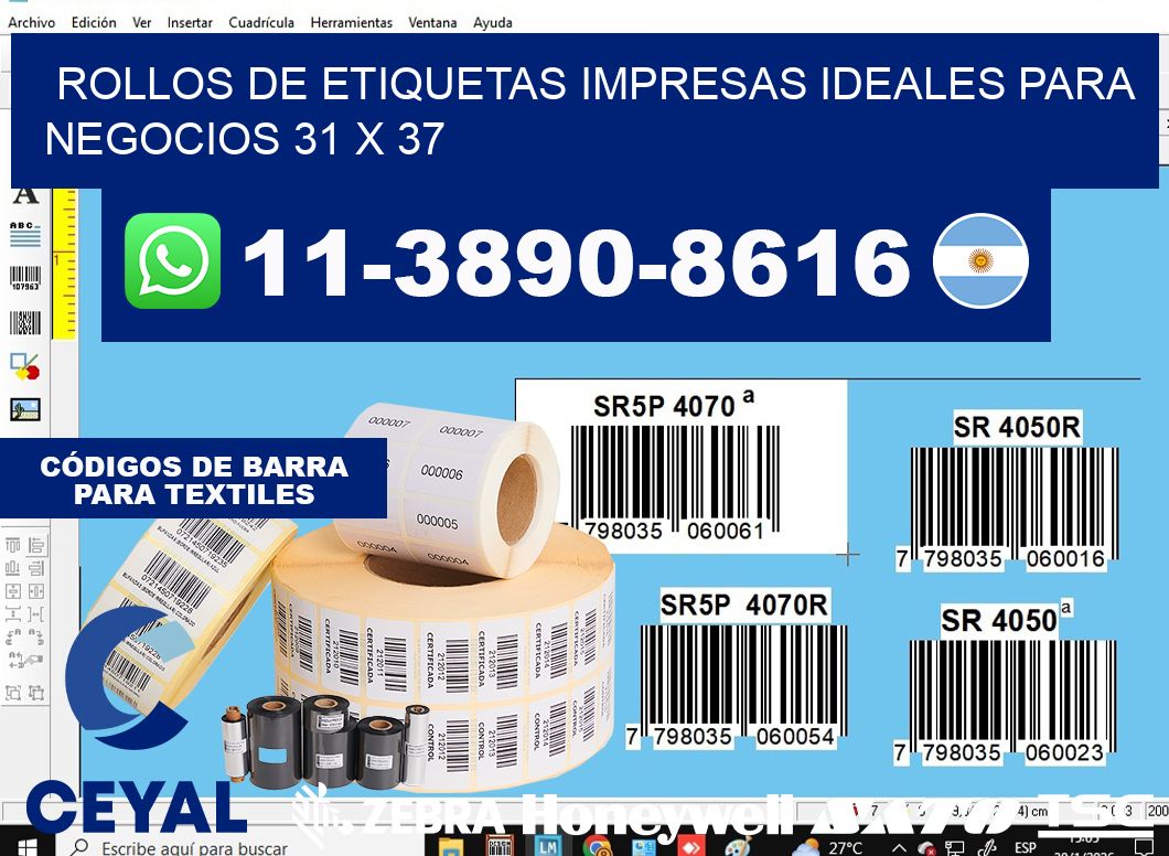 rollos de etiquetas impresas ideales para negocios 31 x 37