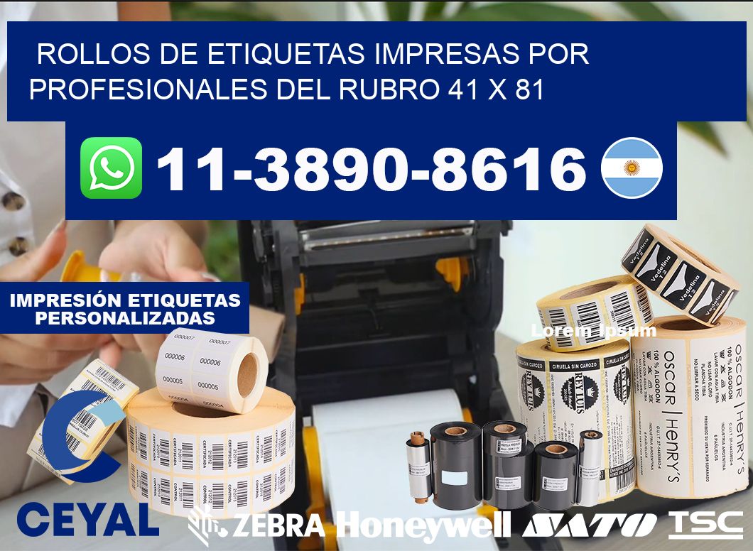 rollos de etiquetas impresas por profesionales del rubro 41 x 81