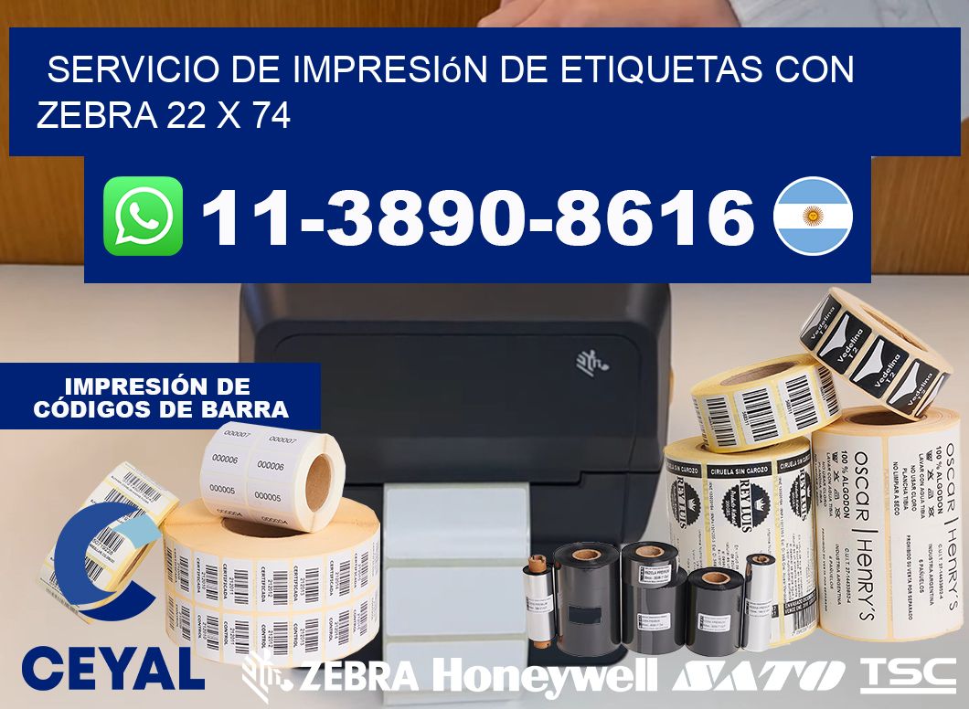 servicio de impresión de etiquetas con Zebra 22 x 74