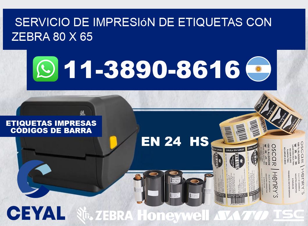 servicio de impresión de etiquetas con Zebra 80 x 65