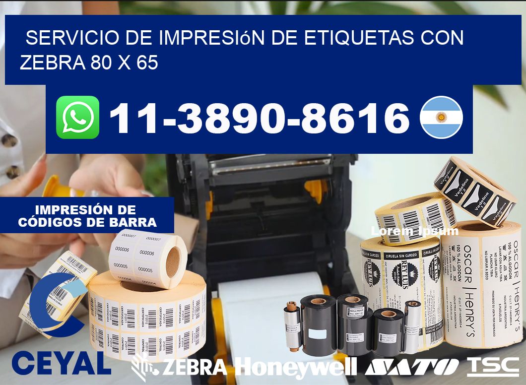 servicio de impresión de etiquetas con Zebra 80 x 65