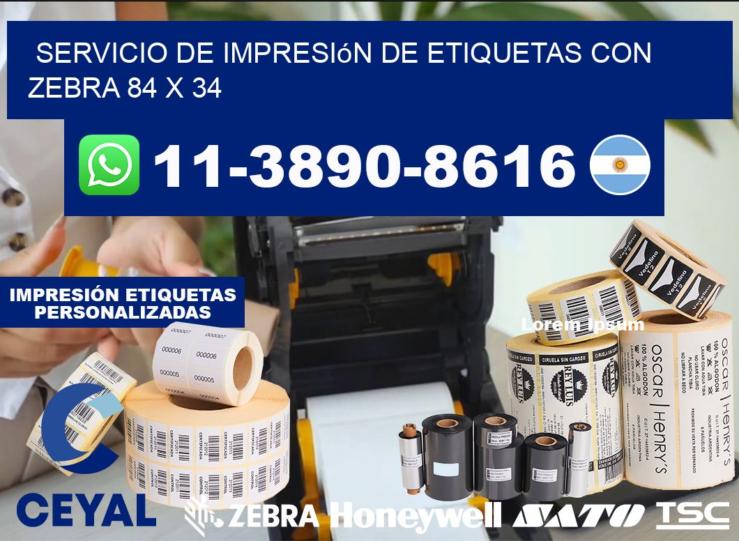 servicio de impresión de etiquetas con Zebra 84 x 34
