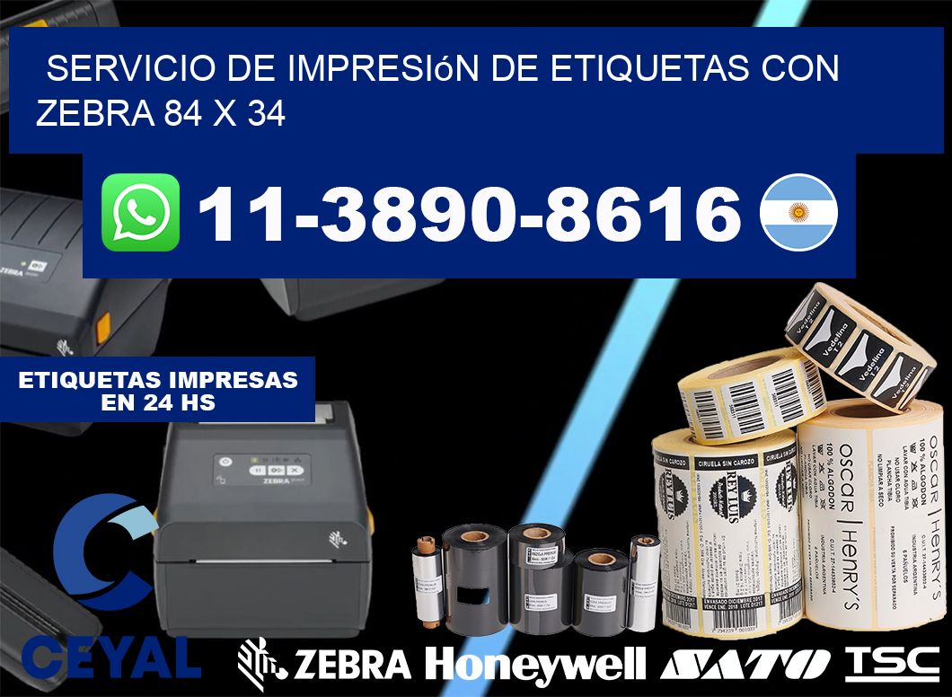 servicio de impresión de etiquetas con Zebra 84 x 34