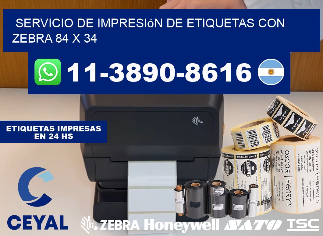 servicio de impresión de etiquetas con Zebra 84 x 34