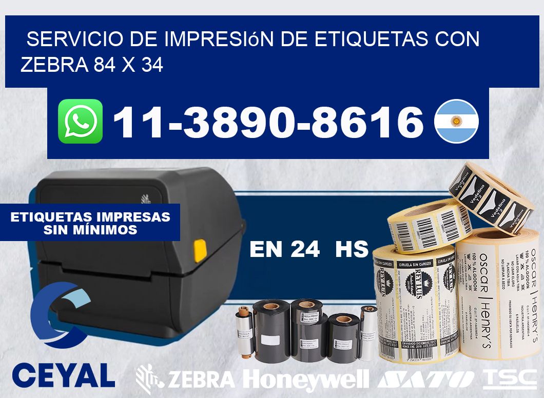 servicio de impresión de etiquetas con Zebra 84 x 34