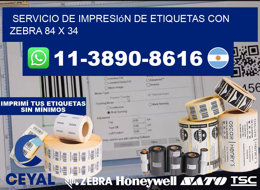 servicio de impresión de etiquetas con Zebra 84 x 34