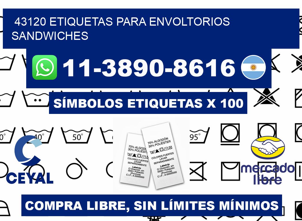 43120 etiquetas para envoltorios sandwiches