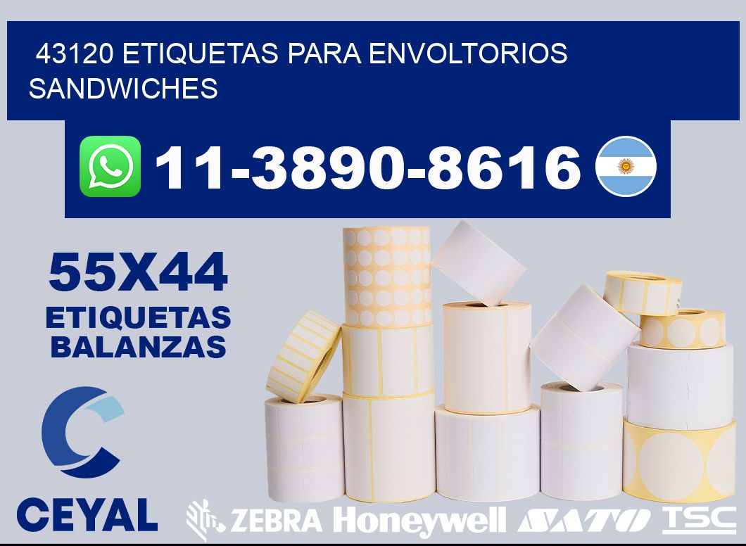 43120 etiquetas para envoltorios sandwiches