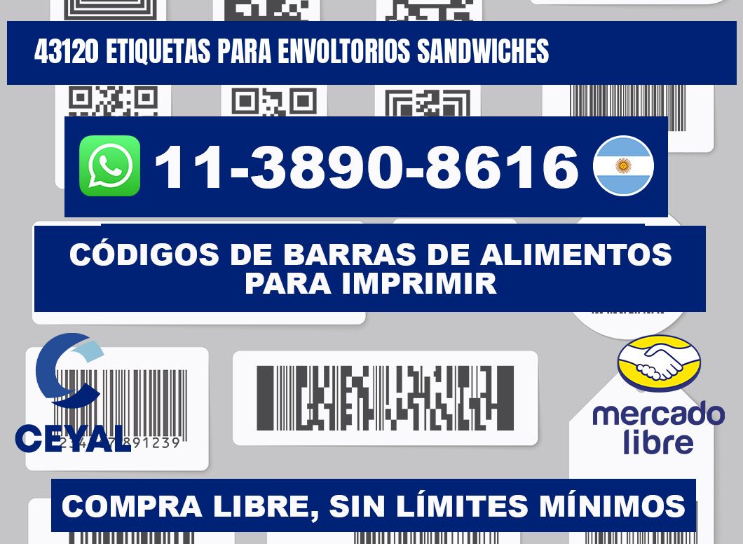 43120 etiquetas para envoltorios sandwiches