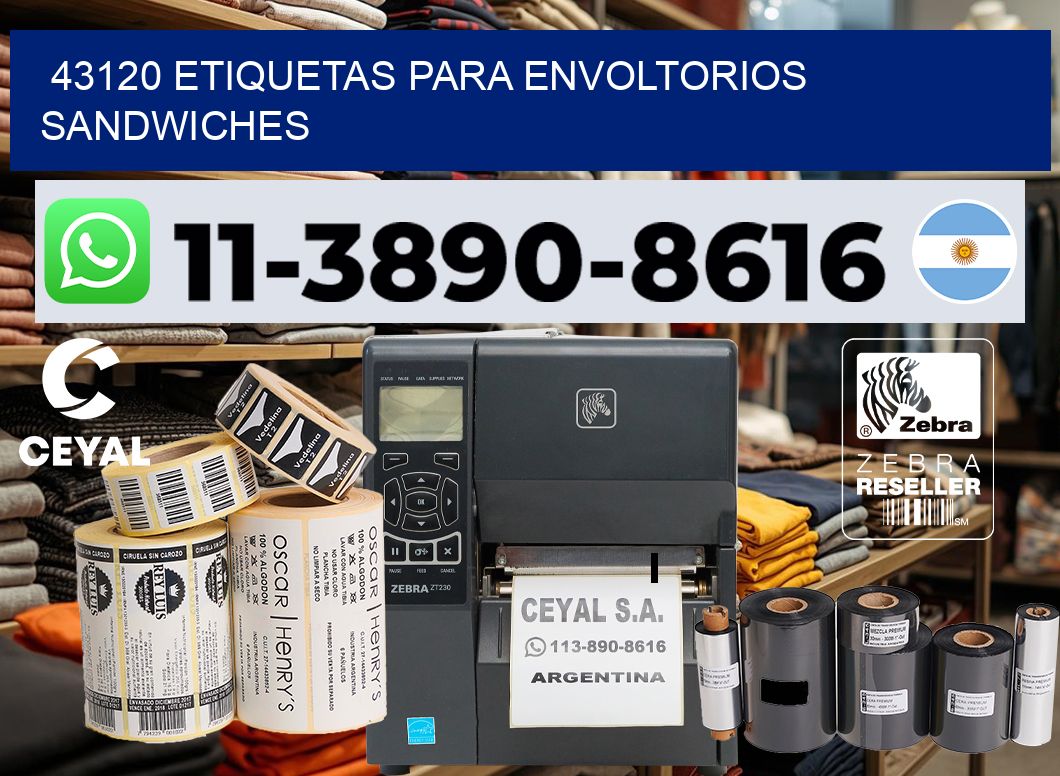 43120 etiquetas para envoltorios sandwiches