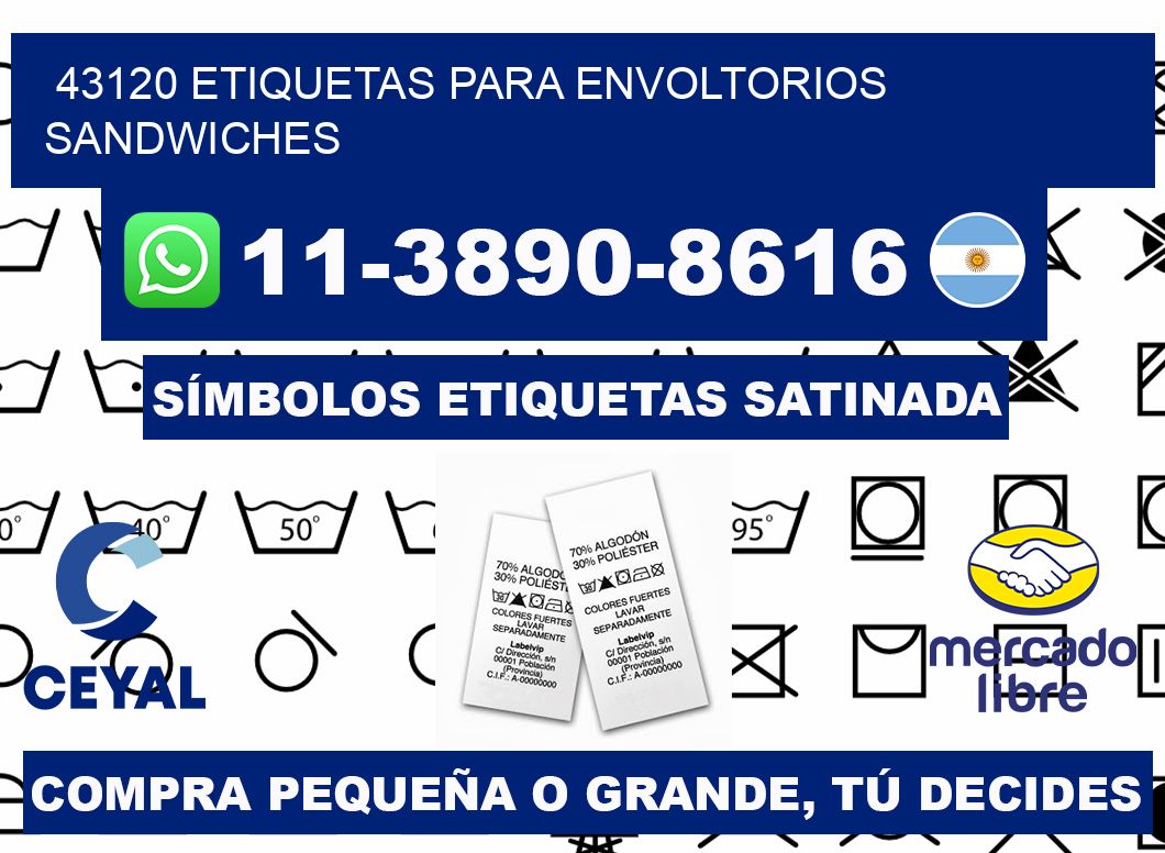 43120 etiquetas para envoltorios sandwiches