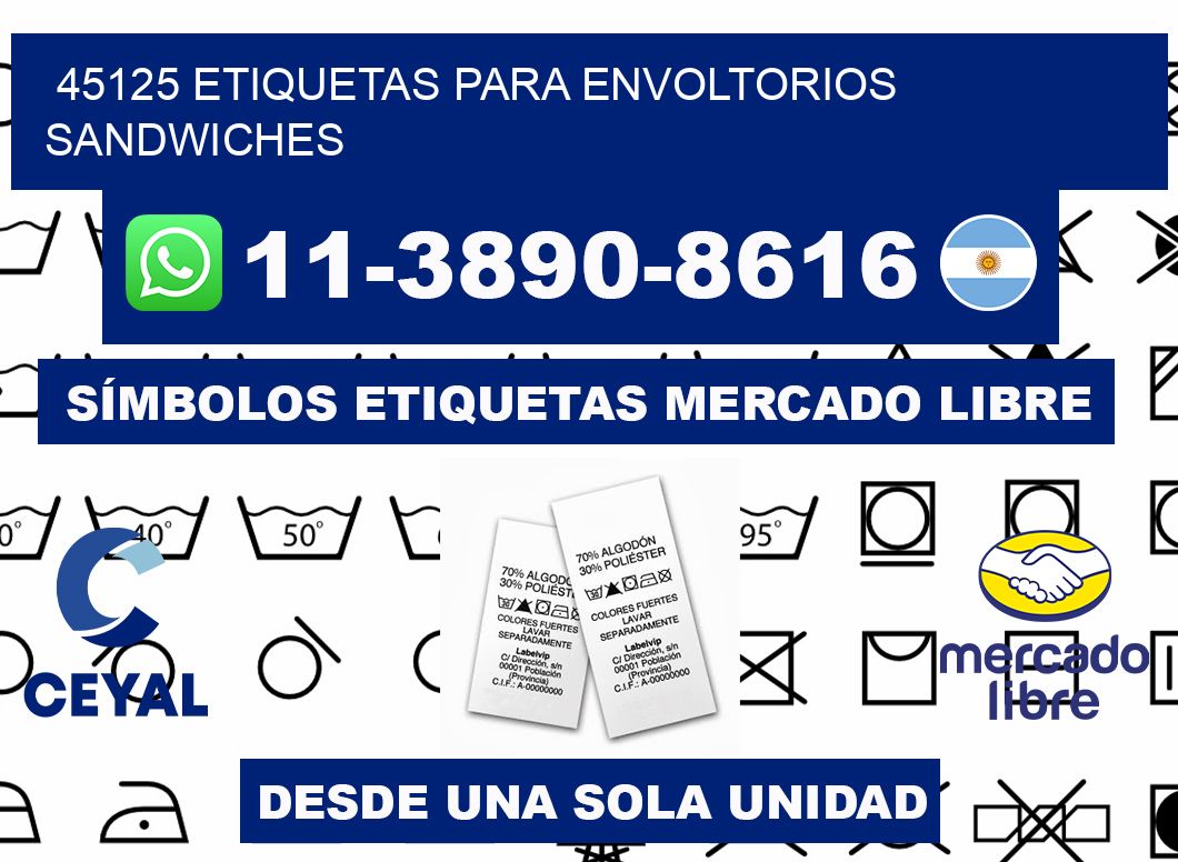 45125 etiquetas para envoltorios sandwiches
