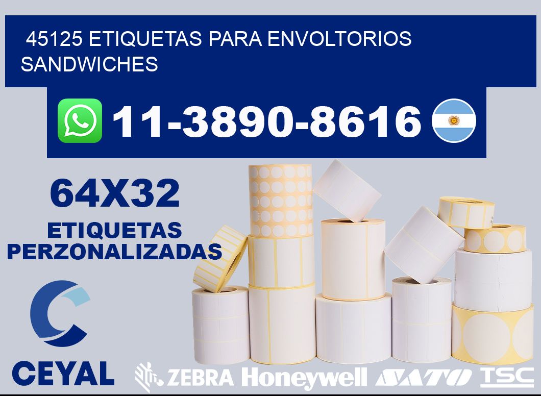 45125 etiquetas para envoltorios sandwiches