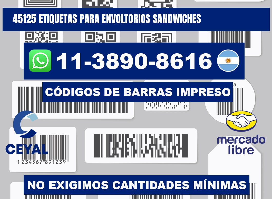 45125 etiquetas para envoltorios sandwiches