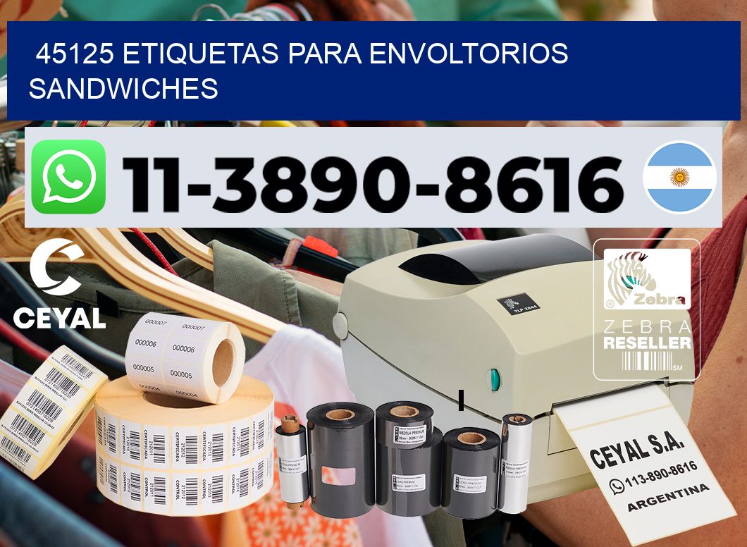45125 etiquetas para envoltorios sandwiches