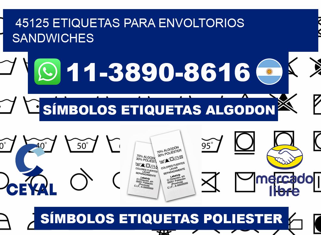 45125 etiquetas para envoltorios sandwiches
