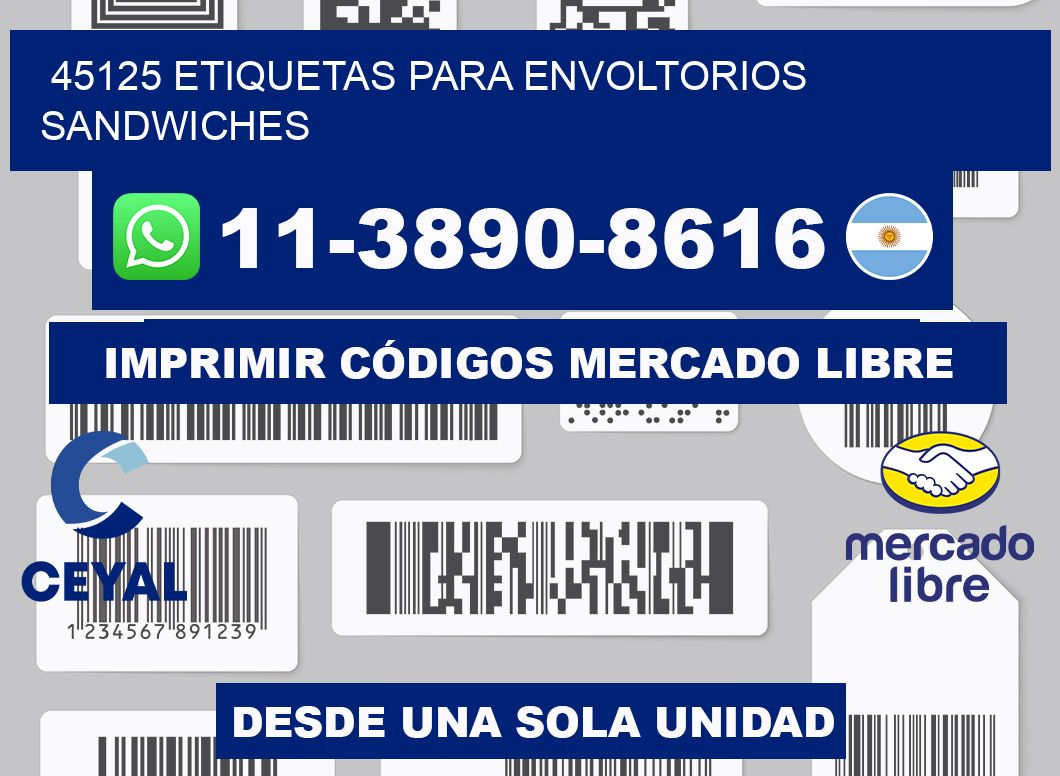 45125 etiquetas para envoltorios sandwiches