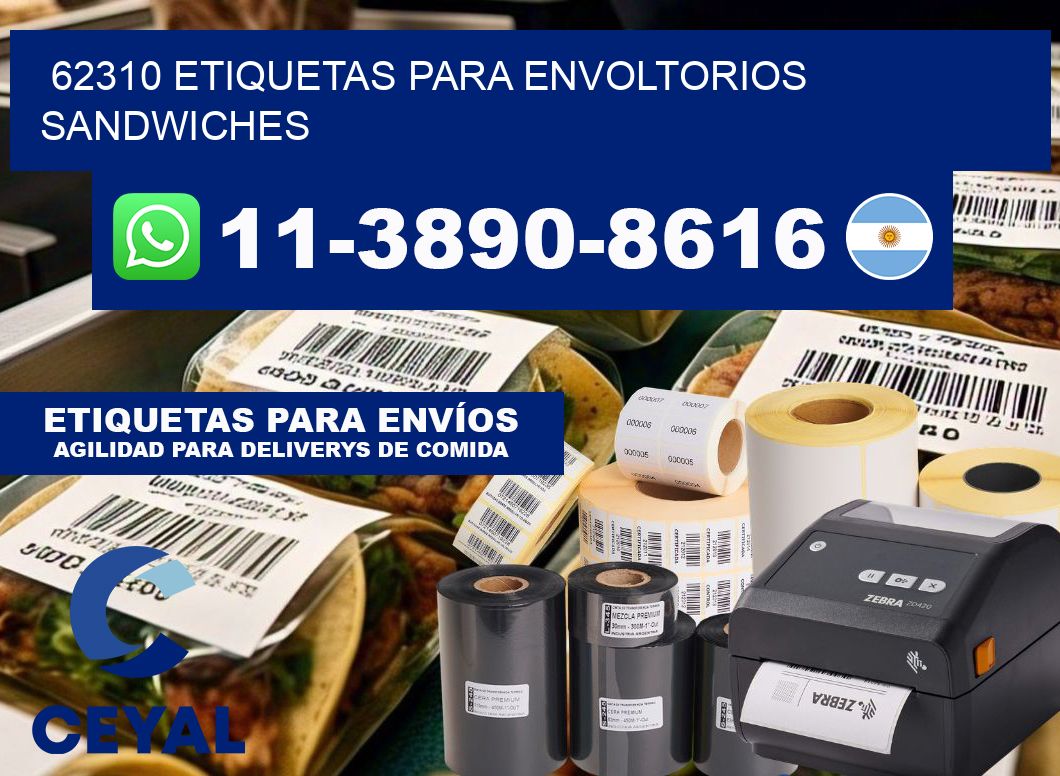 62310 etiquetas para envoltorios sandwiches