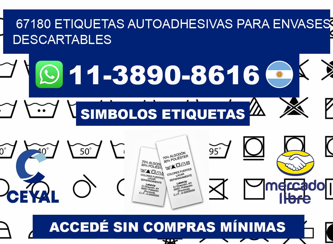 67180 etiquetas autoadhesivas para envases descartables
