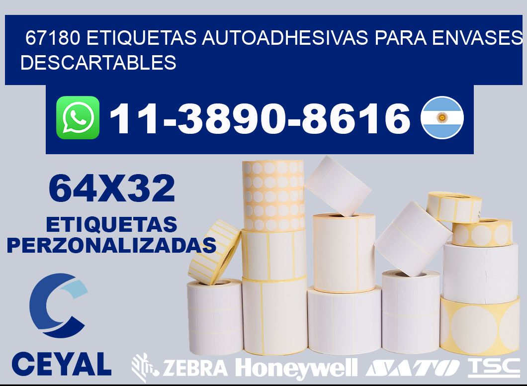 67180 etiquetas autoadhesivas para envases descartables